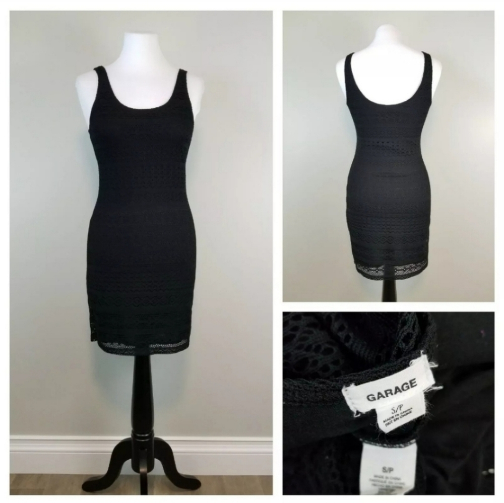 Garage S Black Crochet Overlay Bodycon Mini Dress